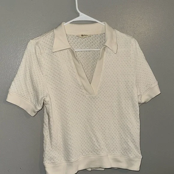 Madewell Women’s Collared Pointelle Sweater Tee - Picture 4 of 8